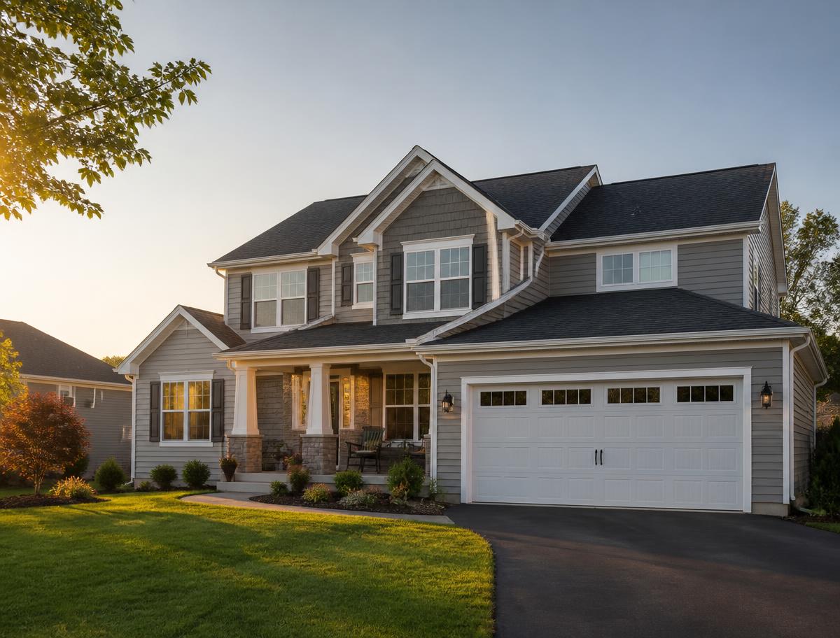Suburban two-story home with a newly installed architectural shingle roof